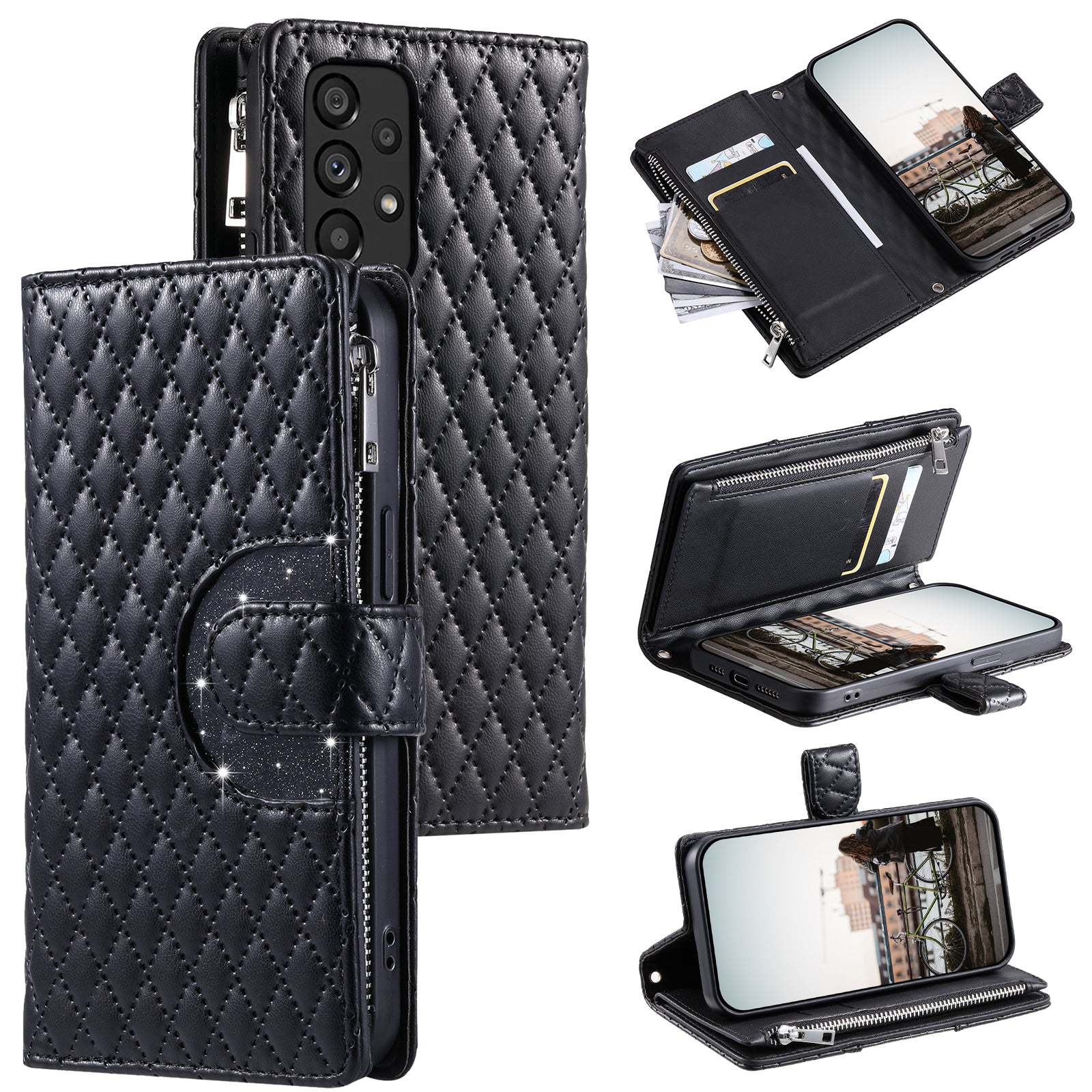 Style 012 for Samsung Galaxy A53 5G Phone Case Rhombus Zipper Wallet PU Leather Flip Cover Style 012 for Samsung Galaxy A53 5G Phone Case Rhombus Zipper Wallet PU Leather Flip Cover